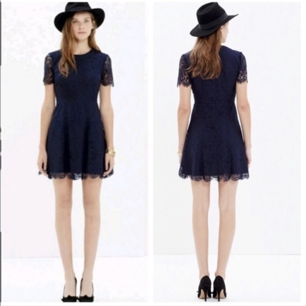 Madewell Navy Blue Lace Magnolia Dress 0